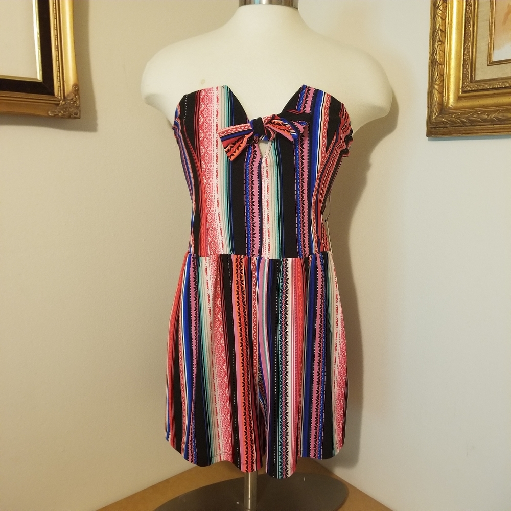 Striped Vneck Romper